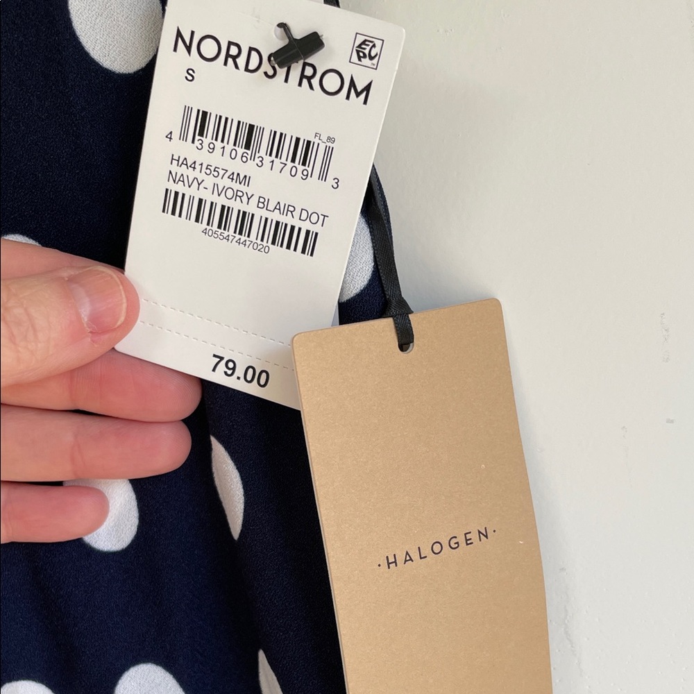NWT Halogen Nordstrom Navy and White Polka Dot Lightweight A-line Skirt S - Picture 4 of 8